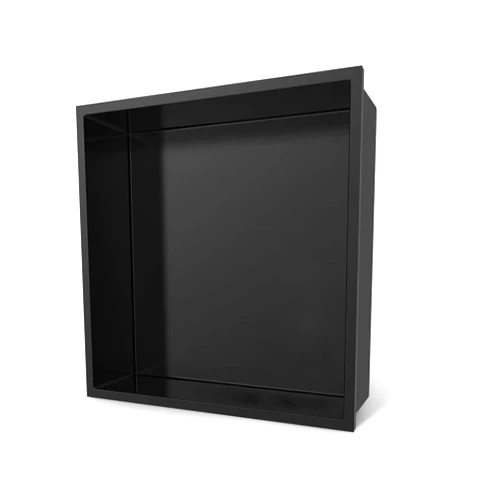 BATHFINESSE Shower Niche 12 x 12, Matte Black Stainless Steel Shower Niche Shelf Recessed Shower Niche for Bathroom Storage No Tile Needed Over Mount Installation