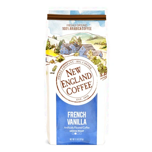 New England Coffee French Vanilla Medium Roast Ground Coffee, 11oz Bag (Pack of 3)