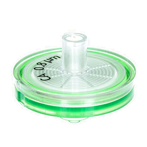 GVS Filter Technology, Syringe Filter, ABLUO, 25mm, CA Membrane, 0.80µm, Acrylic Housing, Green Color, 10/pk