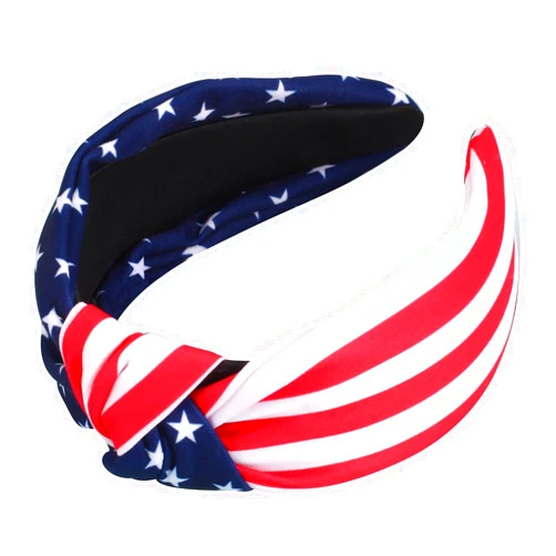 Bookay American Flag Headbands for Women Girls USA 4th of July Wide Knottted Headband Red White and Blue Star Stripe Patriotic Headbands Hair Hoop Independence Day Hair Accessories Gifts