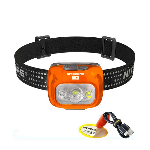 Nitecore NU31 Headlamp, Orange, 550 Lumen LED USB-C Rechargeable with White and Red Beams (Orange)