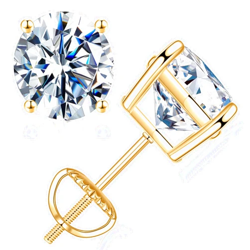 SMILEST 0.2-4ct Moissanite Screw Back Earrings for Women, D Color VVS1 Clarity Lab Created Diamond Earring 18K White Yellow Rose Gold Ruthenium Vermeil 925 Sterling Silver Round Moissanite Earrings