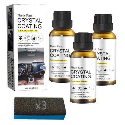 Bloderetu Crystal Coating for Car Plastic Parts, 2024 New Coating Agent for Automotive Plastics, Crystal Coating Plastic Restorer, Car Plastic Restorer, Restaurador de Plásticos para Auto (3 PCS)