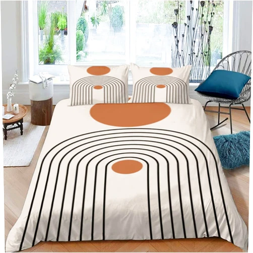 Weiulie Medieval Black Lines Duvet Cover Set, Twin Bedding Sets, Bohemian Sun Art Coverlet Set Decorative Quilted 3 Piece, Ultra-Soft Comforter Cover with 2 Pillowcases 68