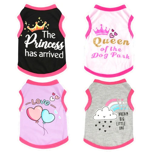 Generic 4 Pieces Chihuahua Clothes Dog Clothes for Small Dogs Girl Puppy Shirts for Yorkie Soft Cute Pattern Dog Shirt Pet Cat Clothing Pink (XX-Small)