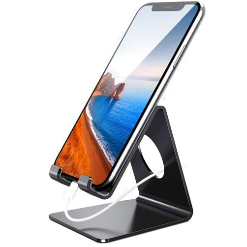 Lamicall Cell Phone Stand, Phone Dock: Cradle, Holder, Stand for Office Desk - Black