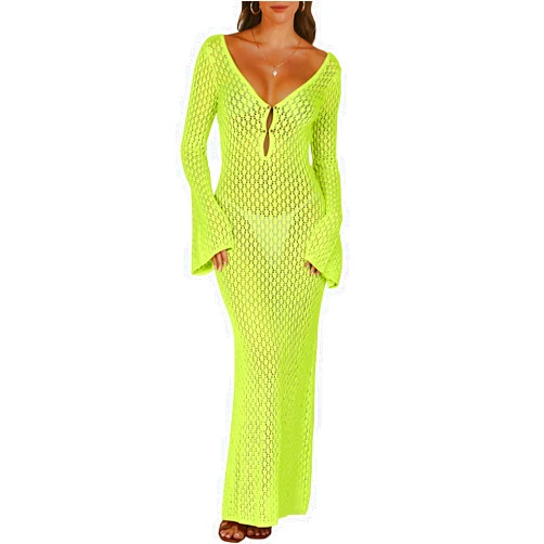 ANRABESS Womens Swimsuit Swim Crochet Cover Up 2024 Summer Knit Bathing Suit Sexy Swimwears Vacation Bodycon Beach Dress
