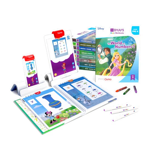 BYJU'S BYJU’S Learning Kit: Disney, Pre-K Premium Edition (App + 9 Workbooks) - Preschool, Ages 3-5, Featuring Disney & Pixar Characters- Learn Numbers, Letters, Shapes & Colors - Osmo iPad Base Included