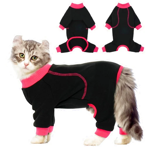 Bonaweite Sticky Hair Cat Clothes, Prevent Lost Hair Onesie Shirts for Cats Only, Kitten Pajamas Costumes Outfits for Pet, Cat Recovery Suit for Cats or Small Dogs