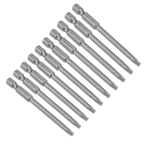 uxcell 10 Pcs T20 Magnetic Torx Screwdriver Bits, 1/4 Inch Hex Shank 3-inch Length S2 Power Tool