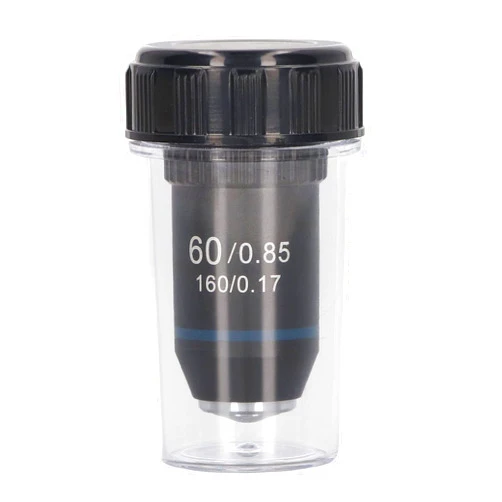 Garosa 60X Achromatic Microscope Objective 60X Microscope Objective Lens Interface 20.2mm Parfocal Distance 45mm Brass High Light Transmittance for Biology