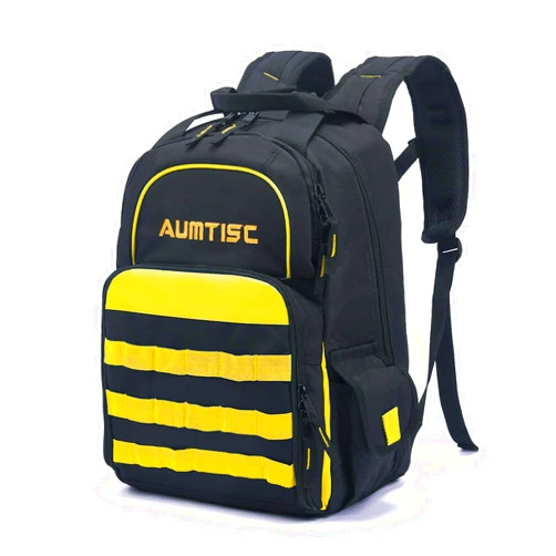 AUMTISC Tool Backpack Jobsite Backpack Tools Bag Multi-Use Pocket Industrial & Construction Work Backpack (Black)