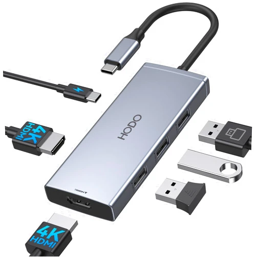 HODO Docking Station to Dual HDMI Monitors Adapter, USB C to Dual HDMI Adapter 4K 60 Hz for Laptops Docking Station Dual Monitor with PD, 3 USB Port Compatible for HP Elitebook,Dell XPS 13 15 etc