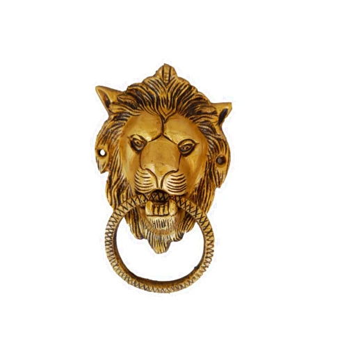 CHAKRIK Black Antique, Brass, Ring Door Knocker (Brass Yellow Lion Door Knocker)