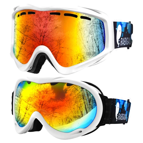 RABIGALA Adult Ski Goggles Bundle with Ski Goggles Spherical Dual Lenses (revo&revo)