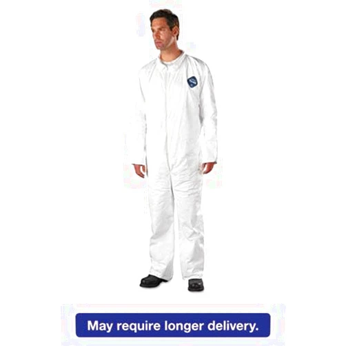 DuPont 251-TY120S-XL Tyvek Coveralls, Open Wrist/ankle, Hd Polyethylene, White, X-large, 25/carton