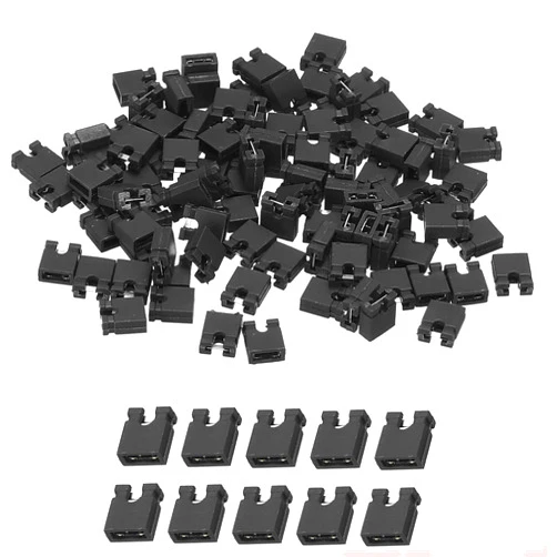 California JOS 100pcs California JOS 2.54mm Black Jumper Caps Standard Circuit Board Jumper Cap Shunts Short Circuit Connection Pin Blocks