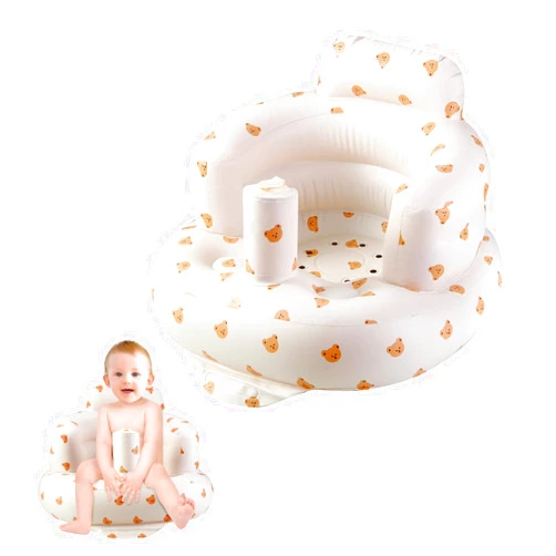 PandaEar Inflatable Baby Seat for 3 Months+, Blow Up Infant Chair Toddler Floor Seats with Built in Air Pump for Sitting Up, Bear
