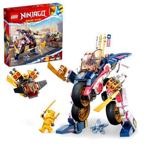LEGO NINJAGO Sora’s Transforming Mech Bike Racer Building Toys for Kids, Featuring a Mech Ninja bike racer, a Baby Dragon and 3 Minifigures, Gift for Kids Aged 8+, 71792
