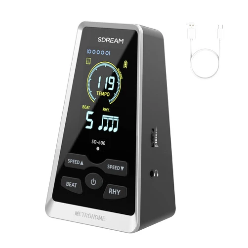 SDREAM Digital Metronome for Piano,Guitar,Violin,Rechargeable LCD Electronic Metronome with Human Voice,Universal Metronome for Musicians,Instrument Volume & Beat Speed Adjustable