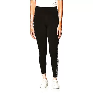 Calvin Klein Women's Premium Performance Double Waistband Moisture Wicking Legging (Standard and Plus) Medium White