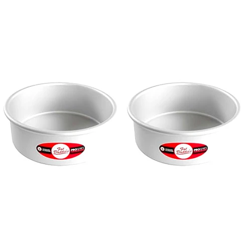 Fat Daddio's Anodized Aluminum Round Cake Pan, 8 x 3 Inch, Silver (Pack of 2)