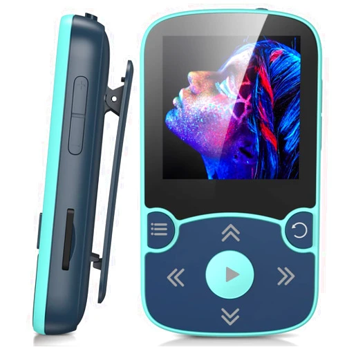 AGPTEK 64GB MP3 Player with Clip, Bluetooth 5.3 Lossless Sound with FM Radio, Voice Recorder for Sport Running, Supports up to 128GB TF Card, Blue