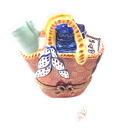 LIMOGES BOUTIQUE FINE FRENCH PORCELAIN Beach Bag with Removable Shell