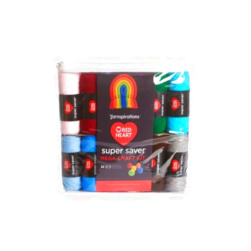 Red Heart Super Saver Mega Yarn Craft Kit for Crochet & Knitting & Amigurumi Projects