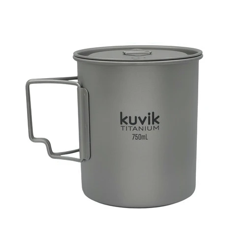 Kuvik Titanium Pot with Lid 750ml (25.4 oz) - Ultralight and Compact Pot for Backpacking, Camping, and Survival