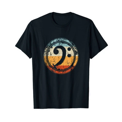 Bass Guitar Apparel & Gifts by eleventeez Vintage Bass Clef Gift for Bass Guitar Player Bassist T-Shirt