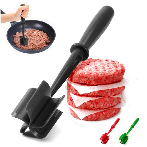 CUNSENR Premium Meat Chopper for Ground Beef - Heat Resistant Meat Masher - Kitchen Tools & Gadgets - Durable Ground Beef Smasher - Non Stick Hamburger Chopper - Cook Ground Meat with Ease(Black)