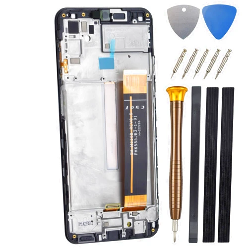 Goodyitou Full Screen with Screen Frame for Samsung Galaxy M33 SM-M336B SM-M336BU LCD Display Touch Digitizer Screen Replacement with Tool Kit and Adhesive Black 6.6