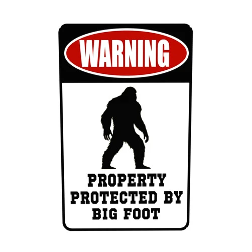 SFMY Warning Property Protected by Big Foot Tin Signs – Funny Metal Decor Gift Sign 12x8 Inches For Home Yard Street Outdoor Cute Bigfoot Gifts Garage Man Cave