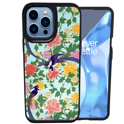 CASES ON DESK CasesOnDeck Hybrid Case Compatible with [Apple iPhone 13 Pro (2021) / iPhone 13 PRO Case] [Brushed Armor] Slim Fitted Shock Combat Cover -Bird Flowers