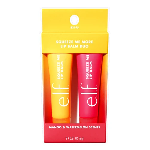 e.l.f. Squeeze Me More Lip Balm Duo, Moisturizing Balm For A Sheer Tint Of Color, Made With Hyaluronic Acid, Vegan & Cruelty-Free, Mango & Watermelon