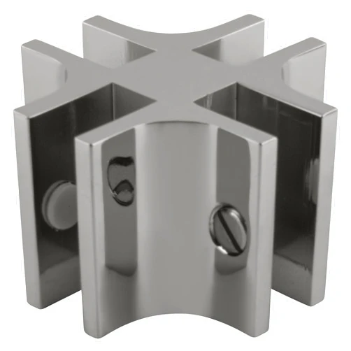 CR Laurence CRL Chrome Anodized Four-Way 90 Degree Standard Connector for 3/8