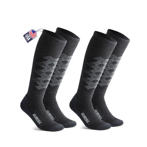 VANRORA 2-Pair Merino Wool Ski Socks, Made in USA Lightweight Snowboard Socks for Men & Women (Keystone)