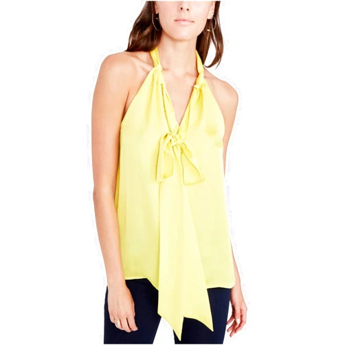 RACHEL Rachel Roy Rachel Roy Womens Madeline Tie-Front Knit Blouse, Yellow, 6