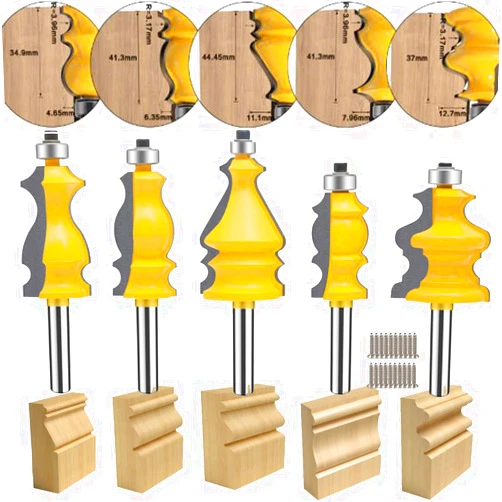 TAIWAIN-BRAND TAIWAIN 1/4 Inch Shank Router Bits Set, Architectural Cabinet Woodwork Milling Trimming Groving Cutter Router Bit Sets, Wood Miter Carbide CNC Cutting Tool for Doors&Tables Shelves DIY Woodwork(FL-B)