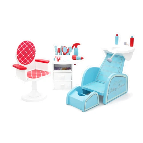 Playtime by Eimmie 18 Inch Doll Furniture - Doll Salon & Nail Set with Accessories - Wooden Playsets for American, Generation & Similar 14
