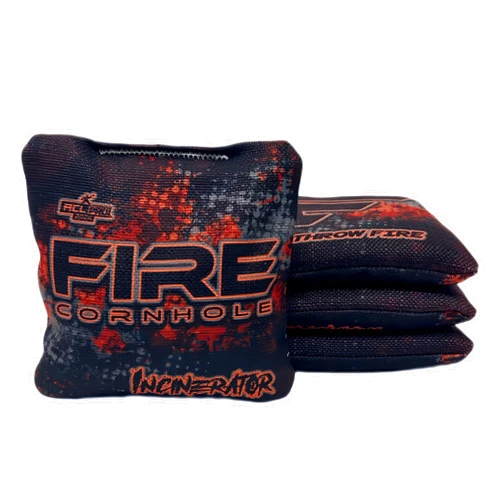 FIRE CORNHOLE | Cornhole Bags | ACL Pro Approved | Weather Resistant | Regulation Size and Weight | Incinerator Series | Set of 4 | Made in The USA