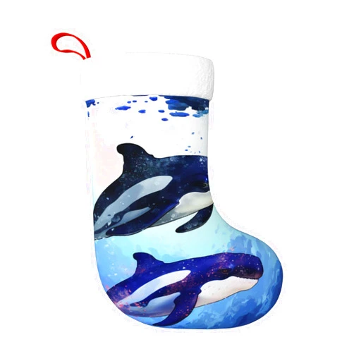 HCLYvexiria Christmas Stockings 18 Inch Personalized Xmas Stocking for Holiday Gifts Stocking Orca Killer Whale Fireplace Hanging Decoration Stockings for Party Christmas Tree