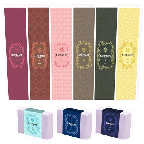 PH PandaHall 90PCS Handmade Wrap Label Tape, 9 Styles Floral Kraft Paper Soap Wrappers Vertical Soap Paper Tag Soap Sleeves Covers for Soap Lotion Bars Bath Gift Wrapping, 8.2 Inch Long