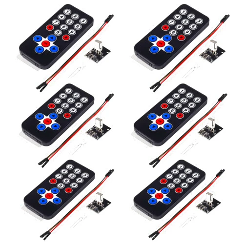DWEII 6 Sets Infrared IR Wireless Remote Control Module Kits DIY Kit HX1838 for Arduino Raspberry Pi