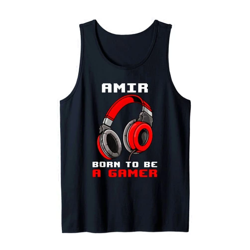 Personalized Gaming Gift Idea And Gamer Quotes Amir - Born To Be A Gamer - Personalized Tank Top