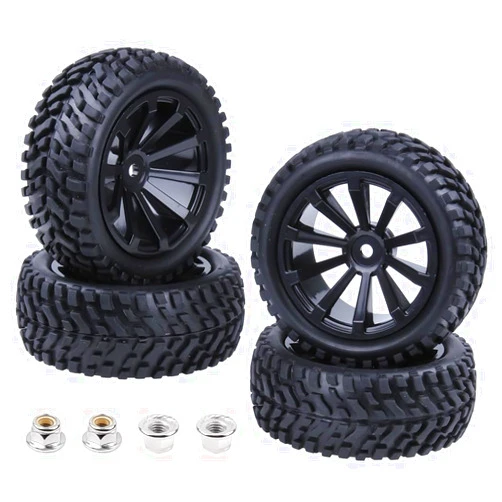 HobbyPark Outer Diameter 2.99 inch / 76mm Rubber RC Car Tires & Wheel Rims Foam Inserts 12mm Hex Hub (4-Pack)