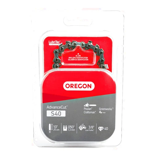 Oregon S40 AdvanceCut Chainsaw/Pole Saw Chain for 10-Inch Bar, 40 Drive Links, Low-kickback, Fits Echo, Sun Joe, Greenworks and more, Brown/a