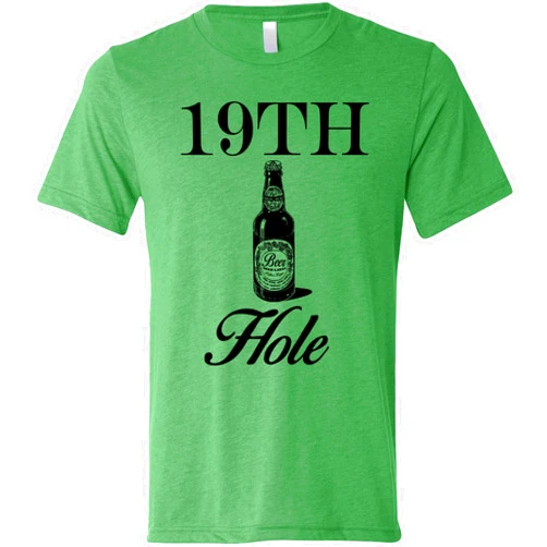 SwingJuice Golf T-Shirt 19th Hole Beer Crew Neck Short Sleeve Funny Golf Shirt for Men and Women