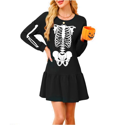 Zando Womens Sweatshirts Dress Loose Fit Casual Long Sleeve Shirts Crew Neck Top Dresses Halloween Costume